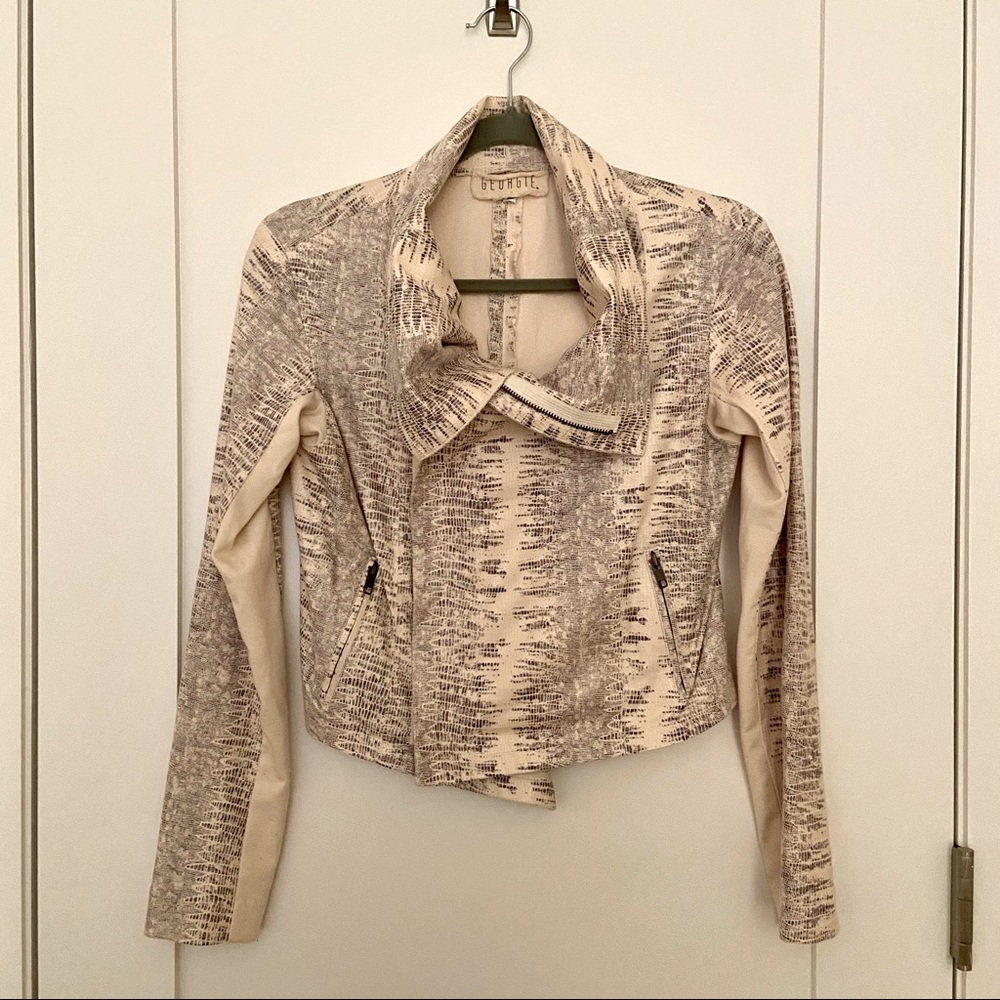 Georgie Faux-Python Cowl-Neck Jacket